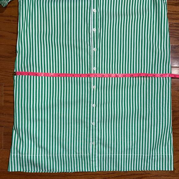 English Factory Green Striped Binded Wide Sleeve Mini Shirt Dress Size Medium - Picture 13 of 14